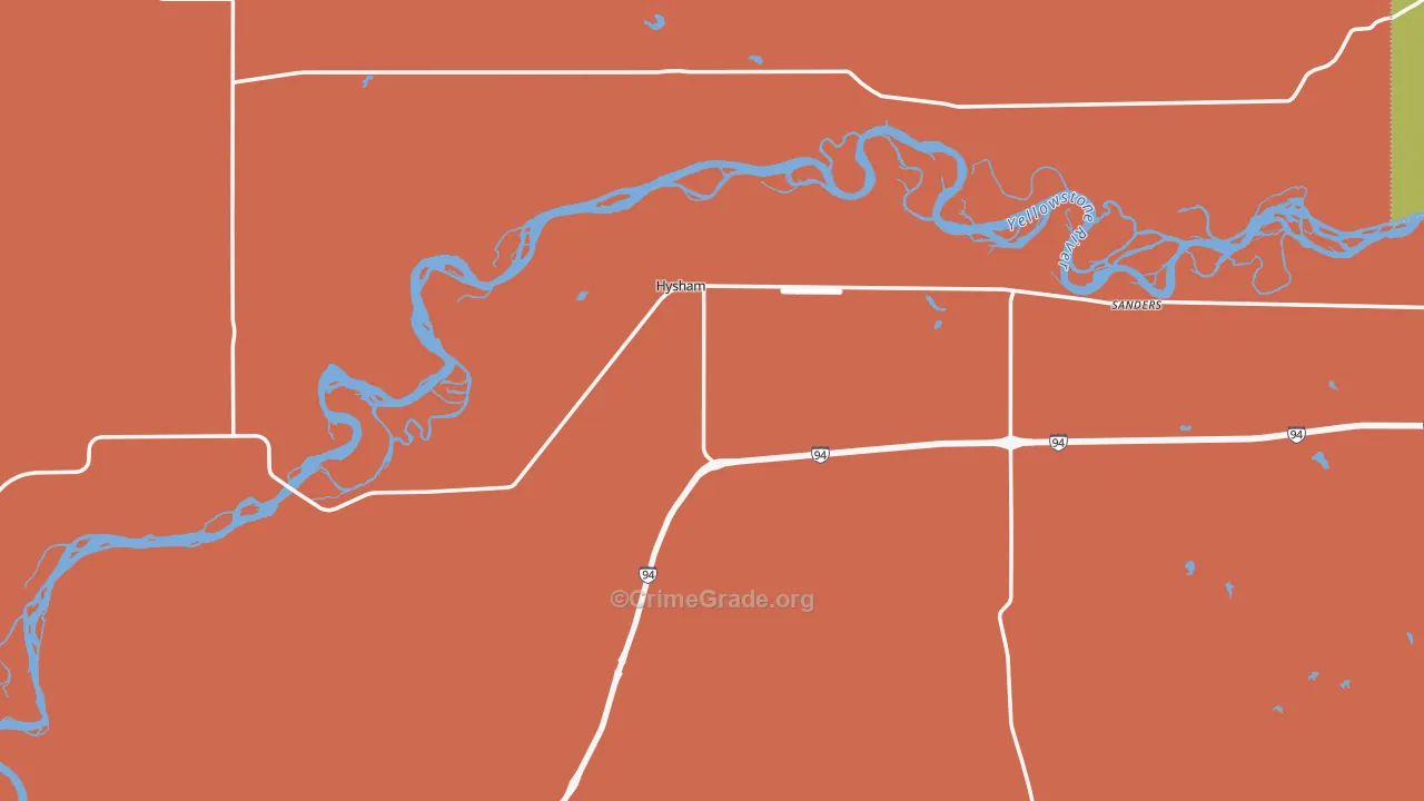 Hysham, MT Map of Theft Rates