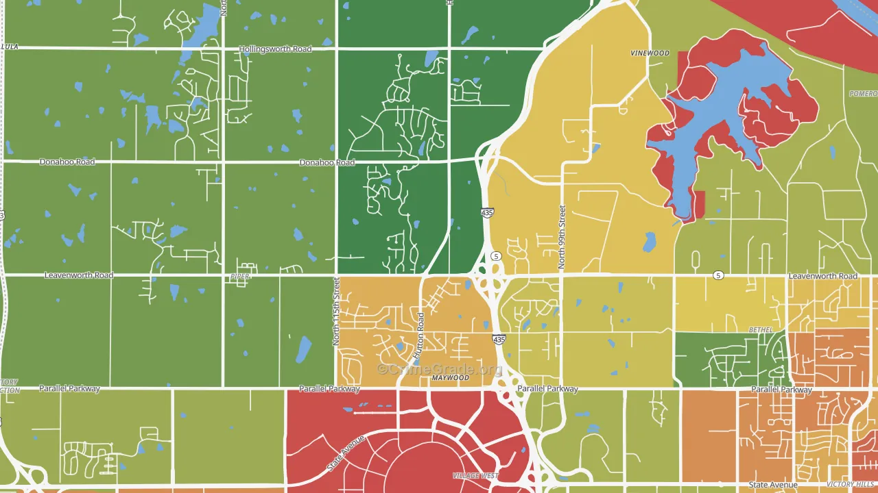 I-435 West KC-KS, Kansas City, KS Map of Theft Rates