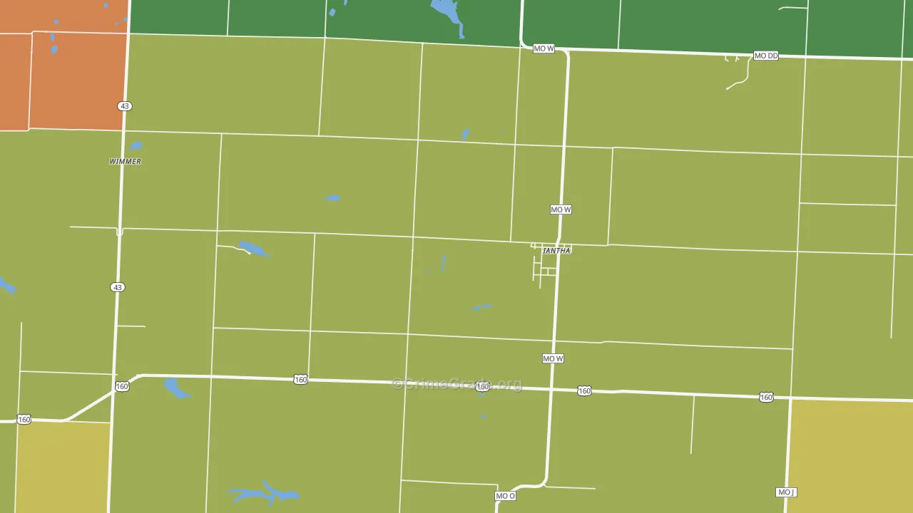 Iantha, MO Map of Theft Rates