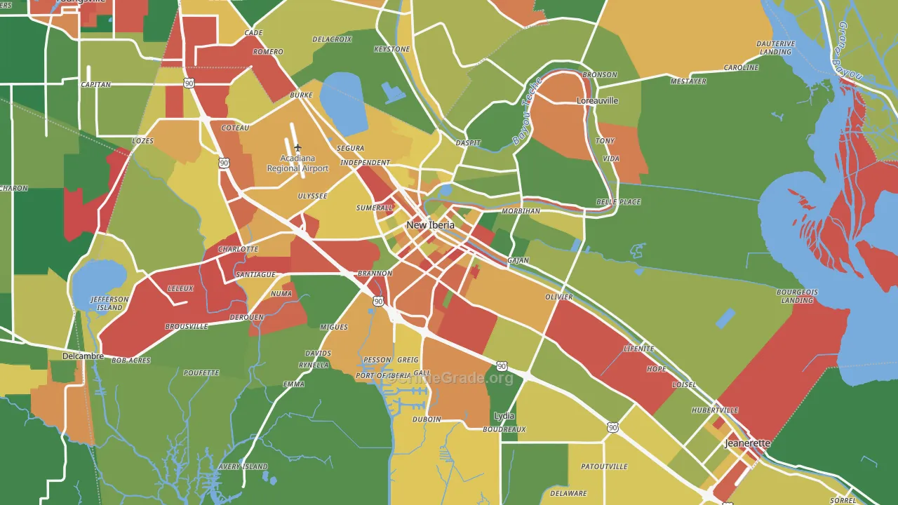 Iberia Parish, LA Map of Theft Rates