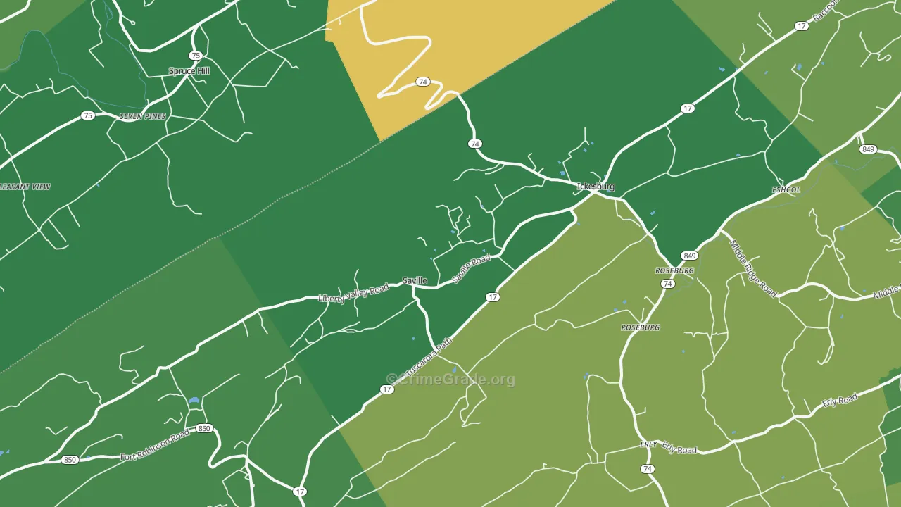 Ickesburg, PA Map of Theft Rates