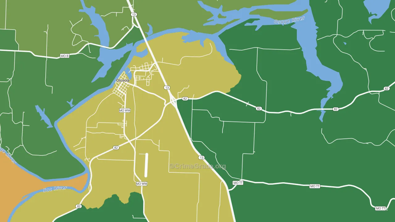 Iconium, MO Map of Theft Rates