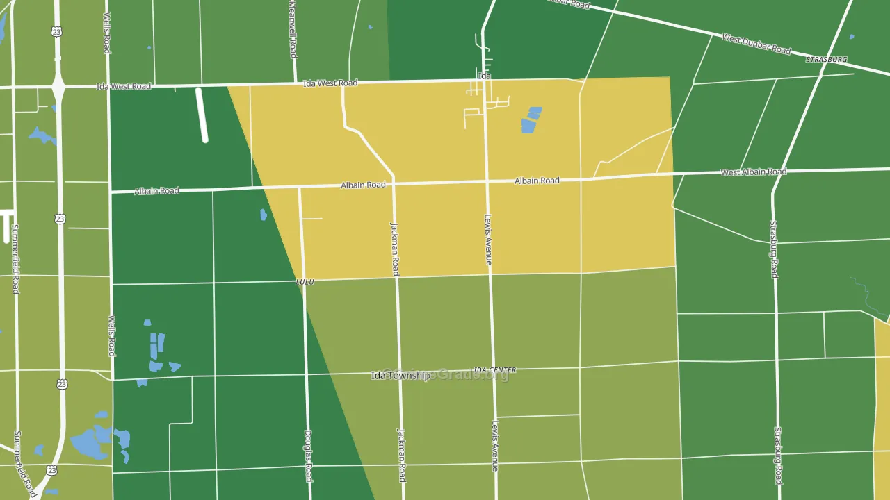Ida, MI Map of Theft Rates