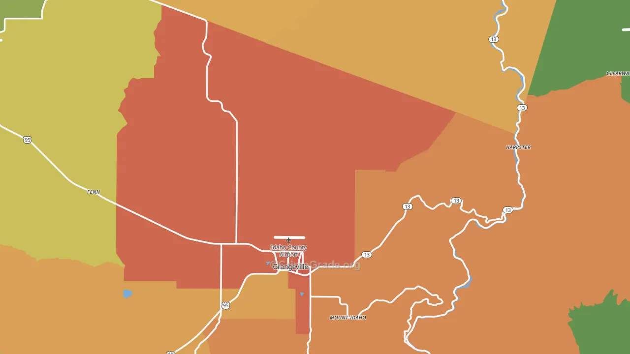 Idaho County, ID Map of Theft Rates