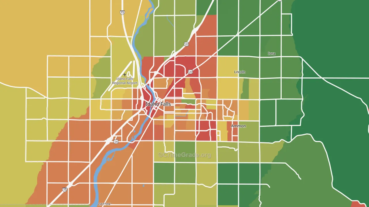 Idaho Falls, ID Map of Theft Rates