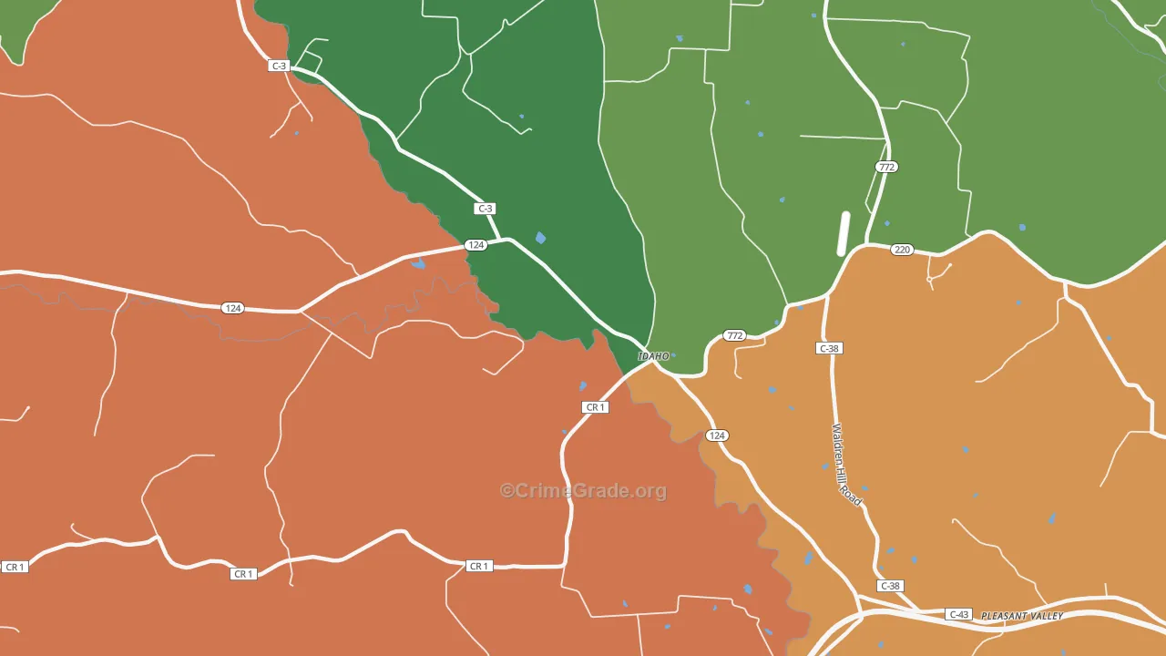 Idaho, OH Map of Theft Rates