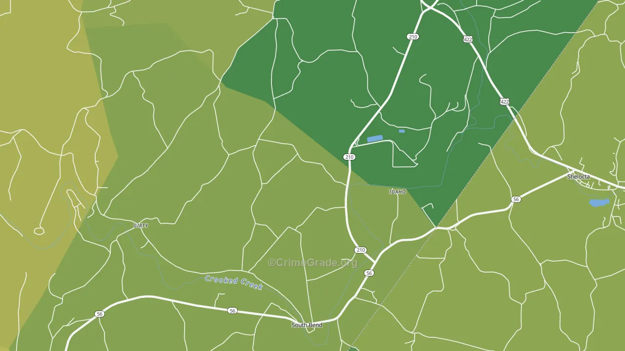 Idaho, PA Map of Theft Rates