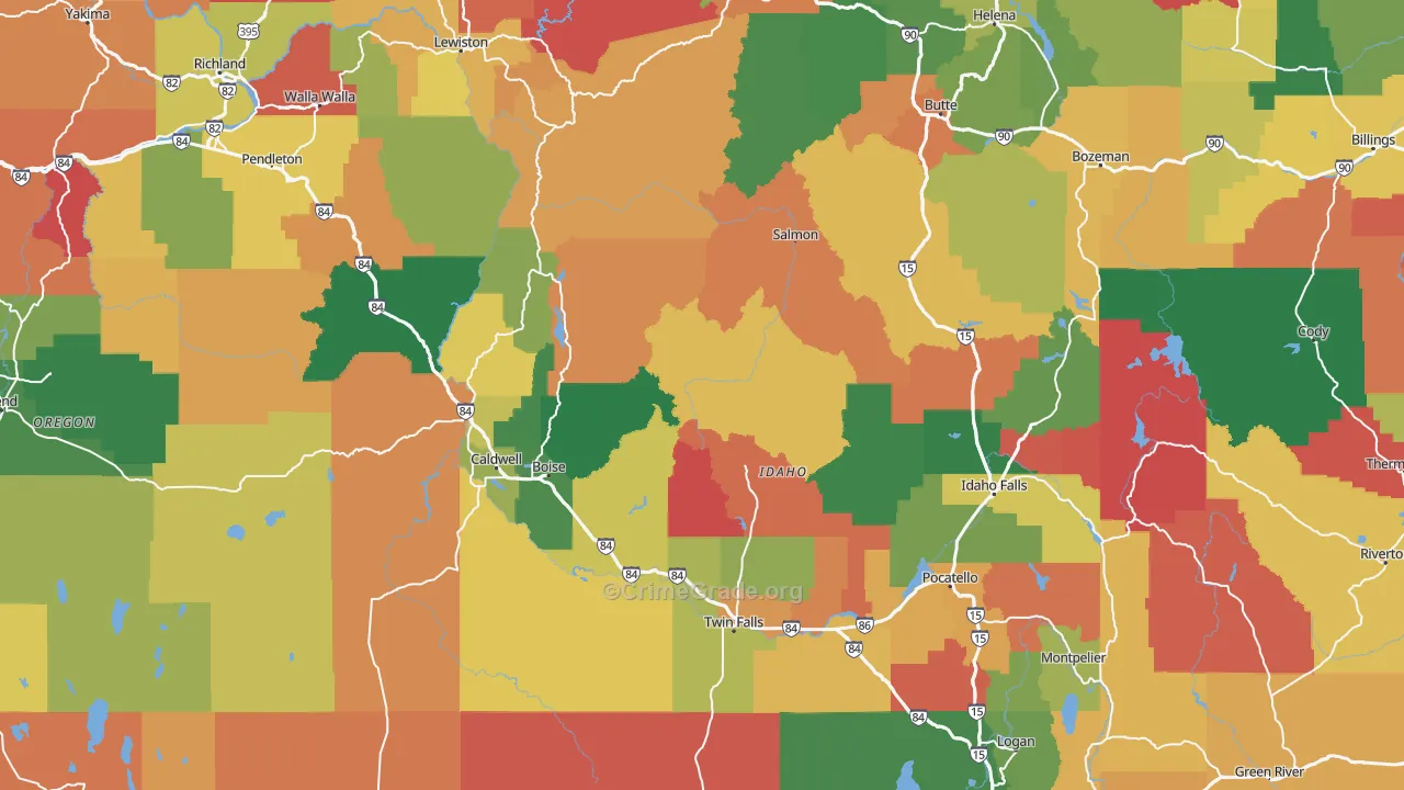 Idaho Map of Theft Rates