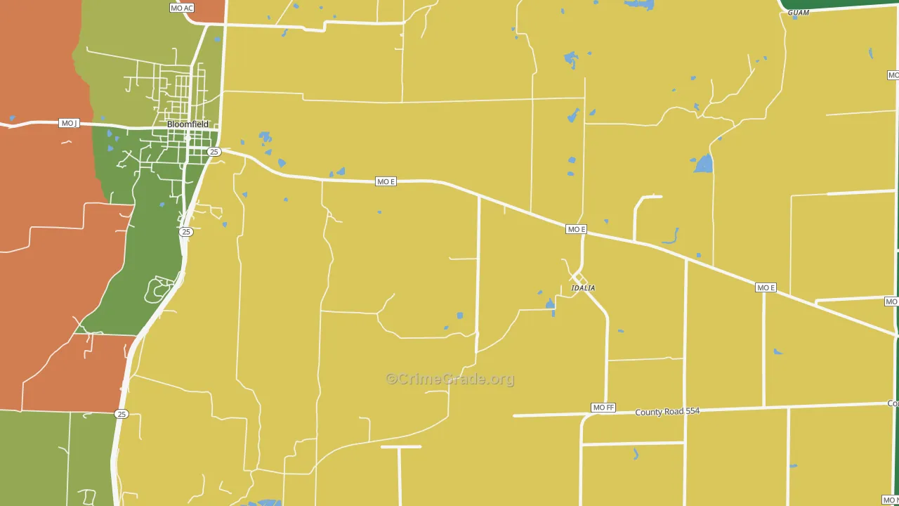 Idalia, MO Map of Theft Rates