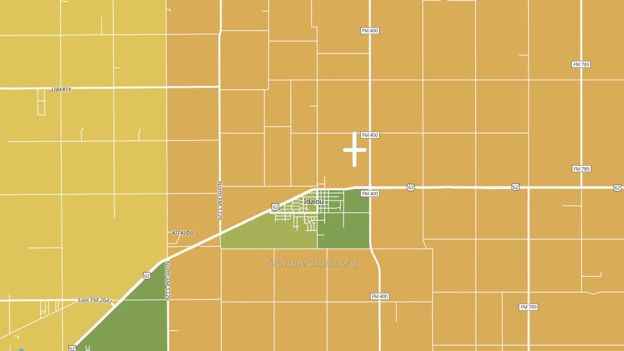 Idalou, TX Map of Theft Rates