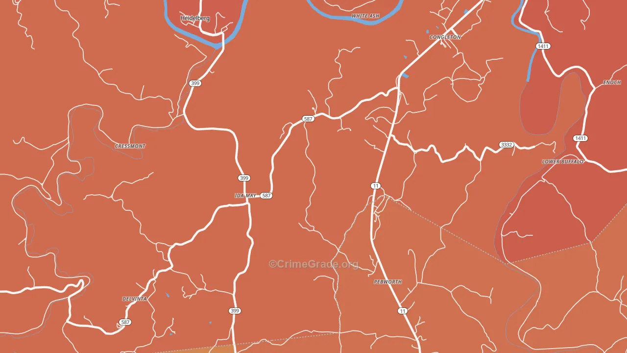 Idamay, KY Map of Theft Rates