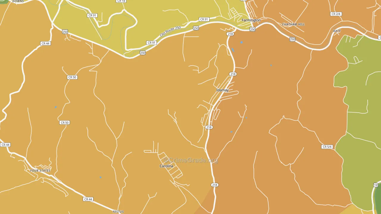 Idamay, WV Map of Theft Rates