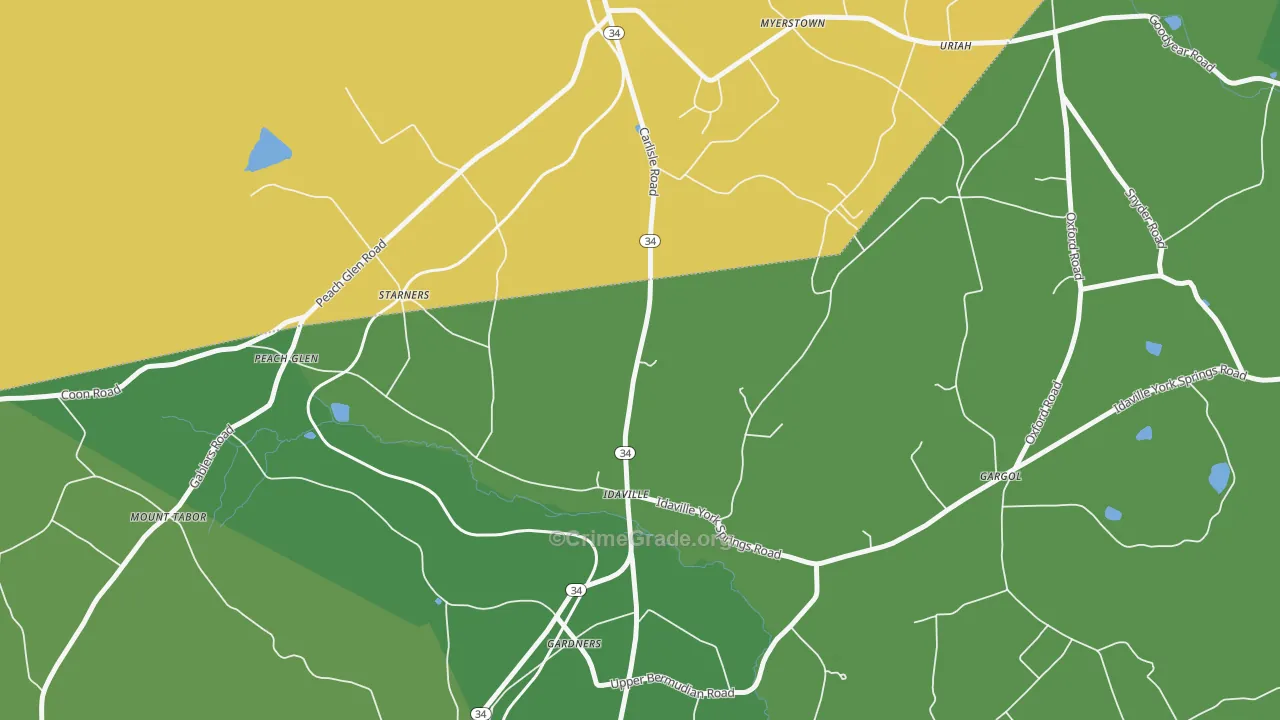Idaville, PA Map of Theft Rates