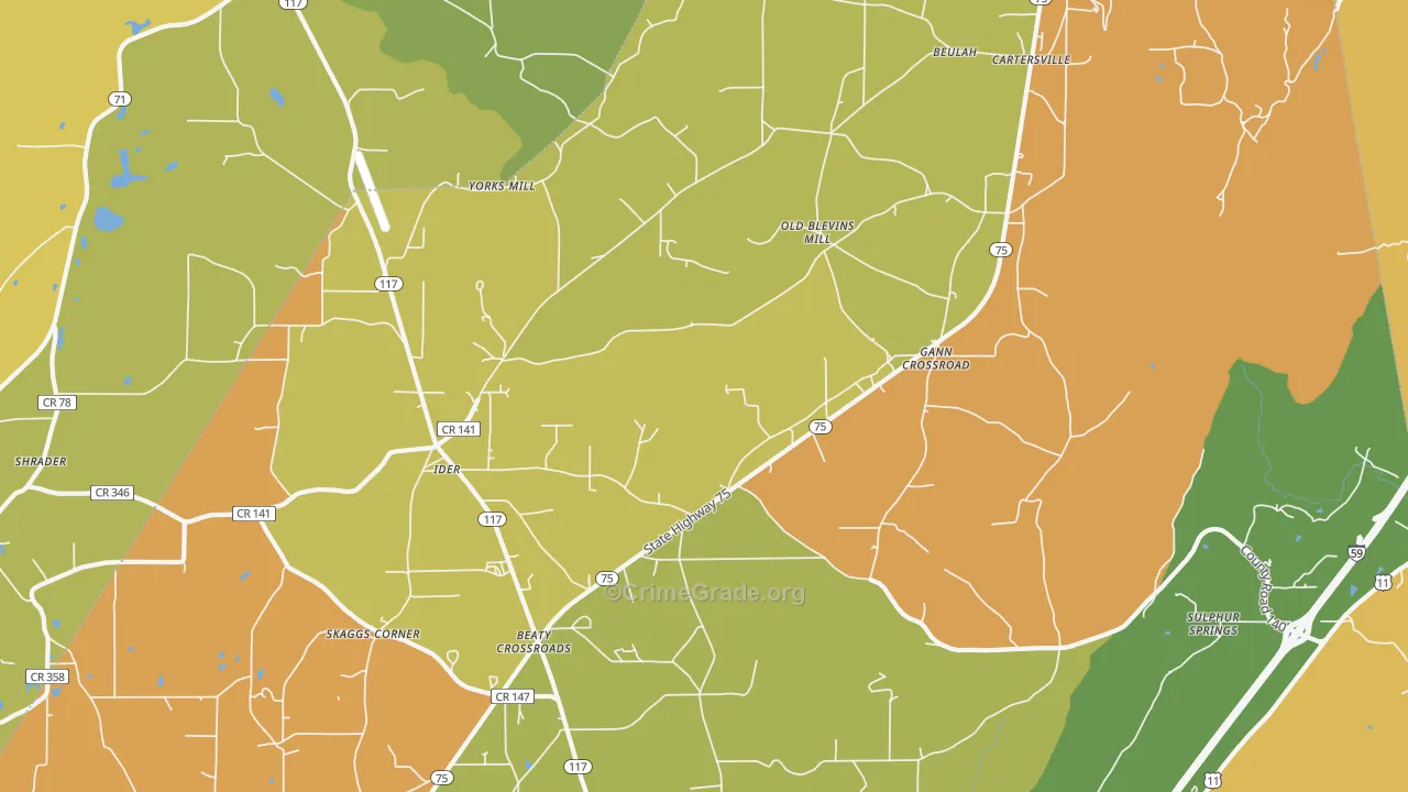 Ider, AL Map of Theft Rates