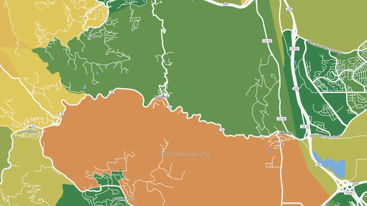 Idledale, CO Map of Theft Rates