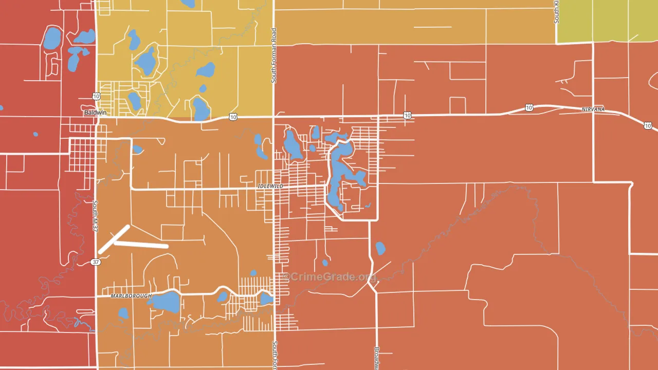 Idlewild, MI Map of Theft Rates