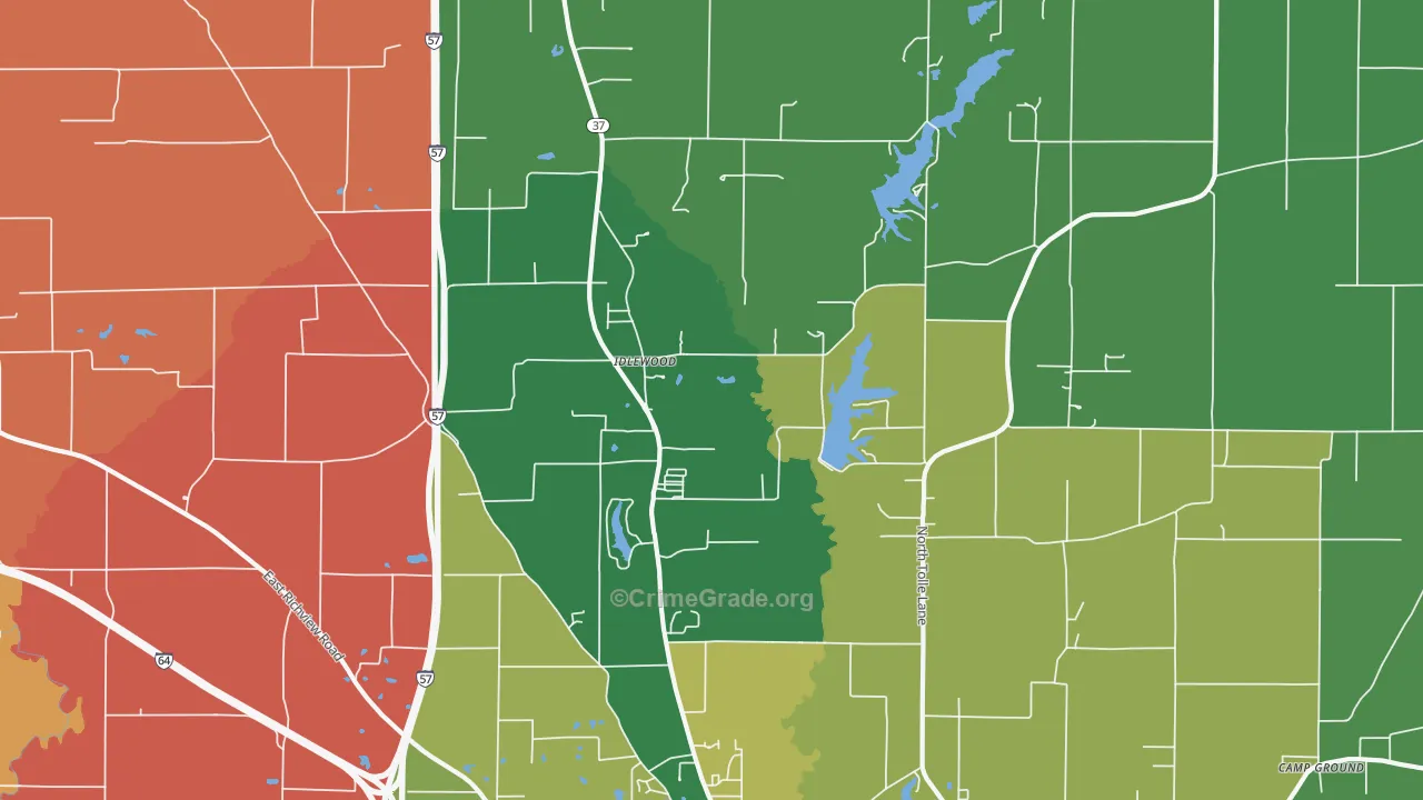 Idlewood, IL Map of Theft Rates