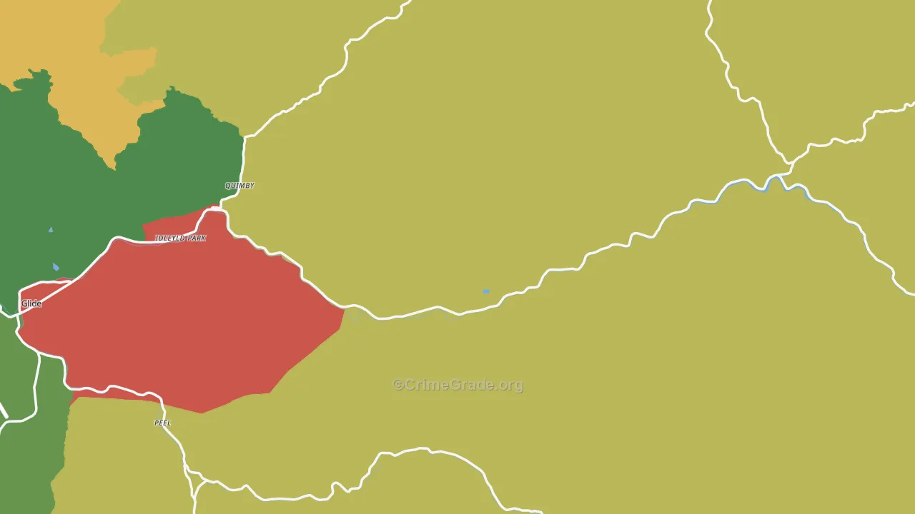 Idleyld Park, OR Map of Theft Rates