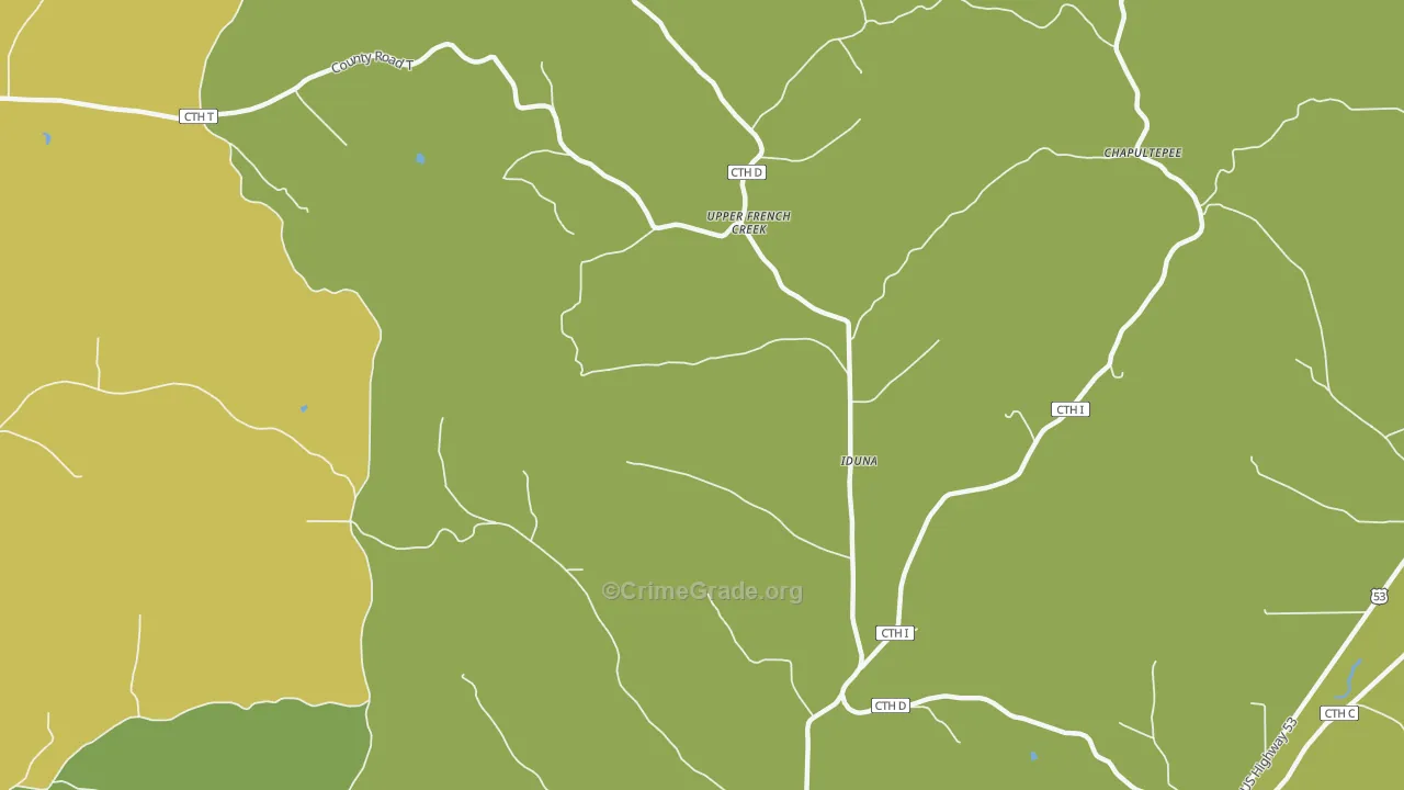 Iduna, WI Map of Theft Rates