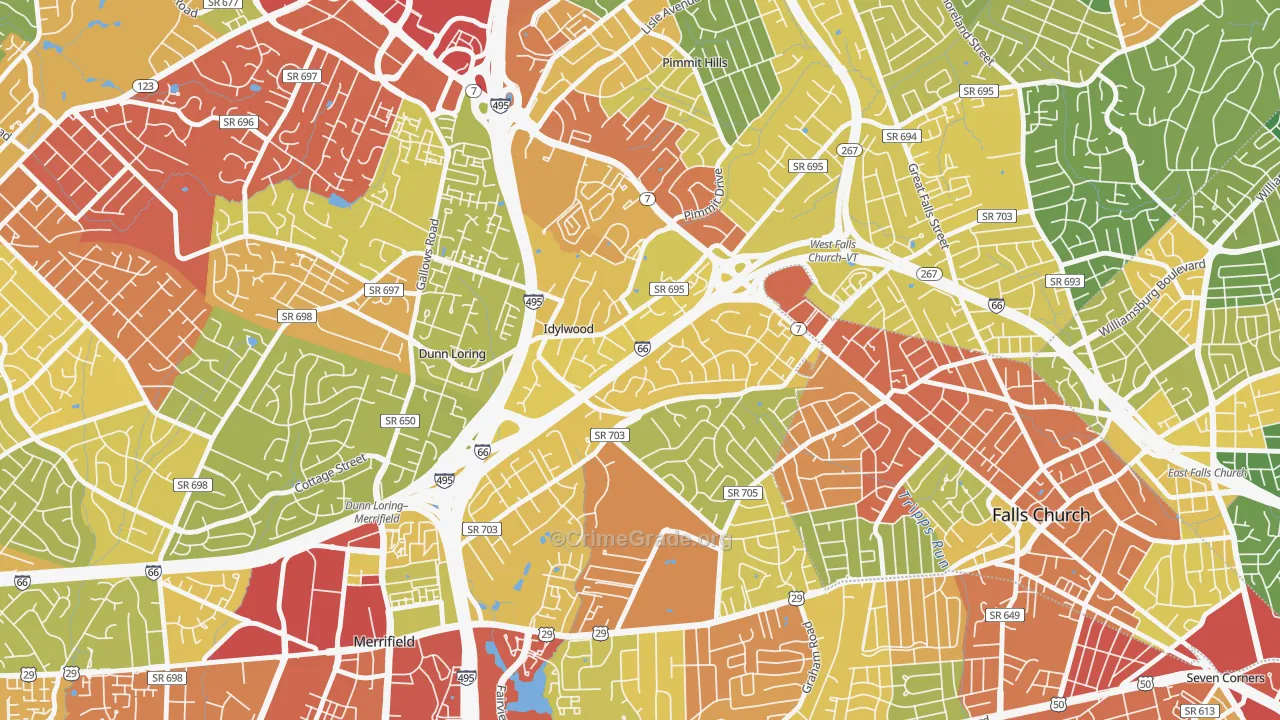 Idylwood, VA Map of Theft Rates
