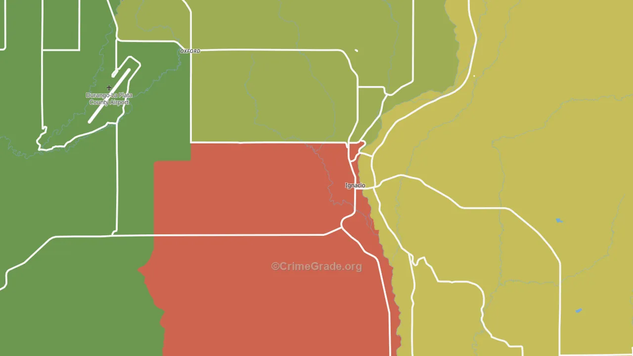 Ignacio, CO Map of Theft Rates
