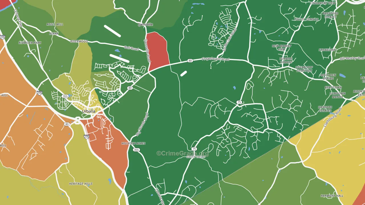 Ijamsville, MD Map of Theft Rates