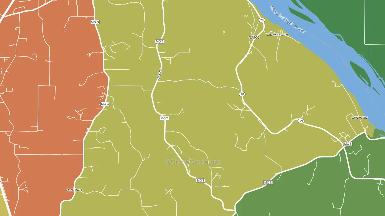 Ilasco, MO Map of Theft Rates