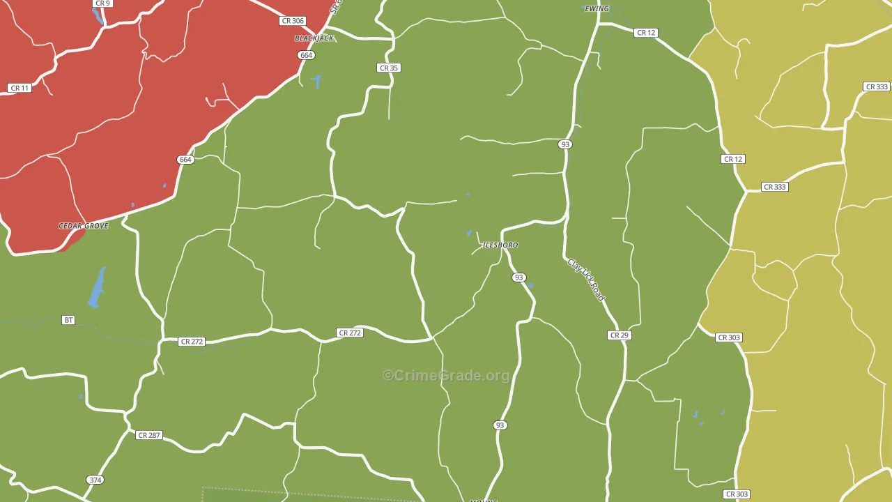 Ilesboro, OH Map of Theft Rates