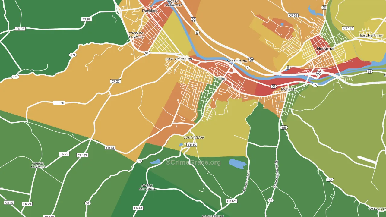 Ilion, NY Map of Theft Rates