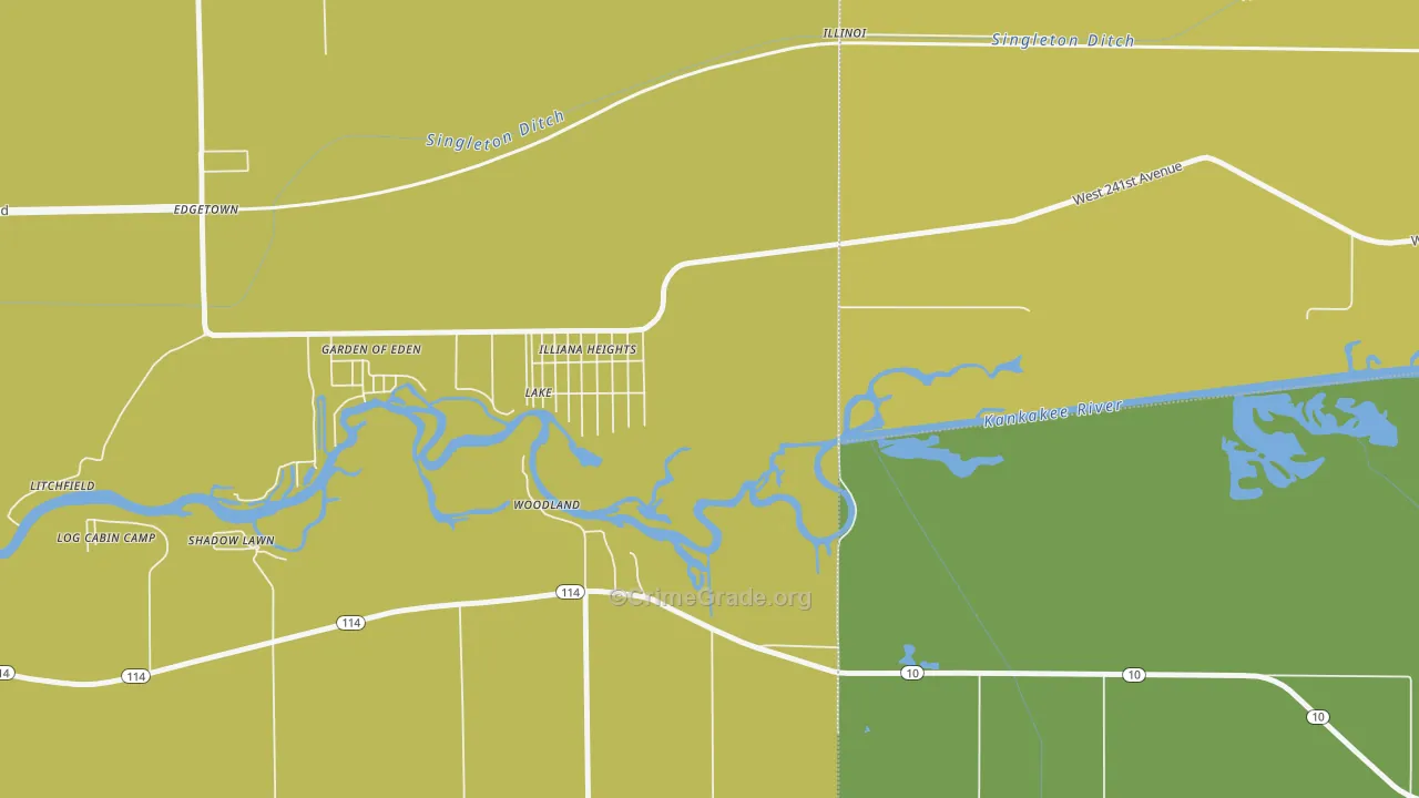 Illiana Heights, IL Map of Theft Rates