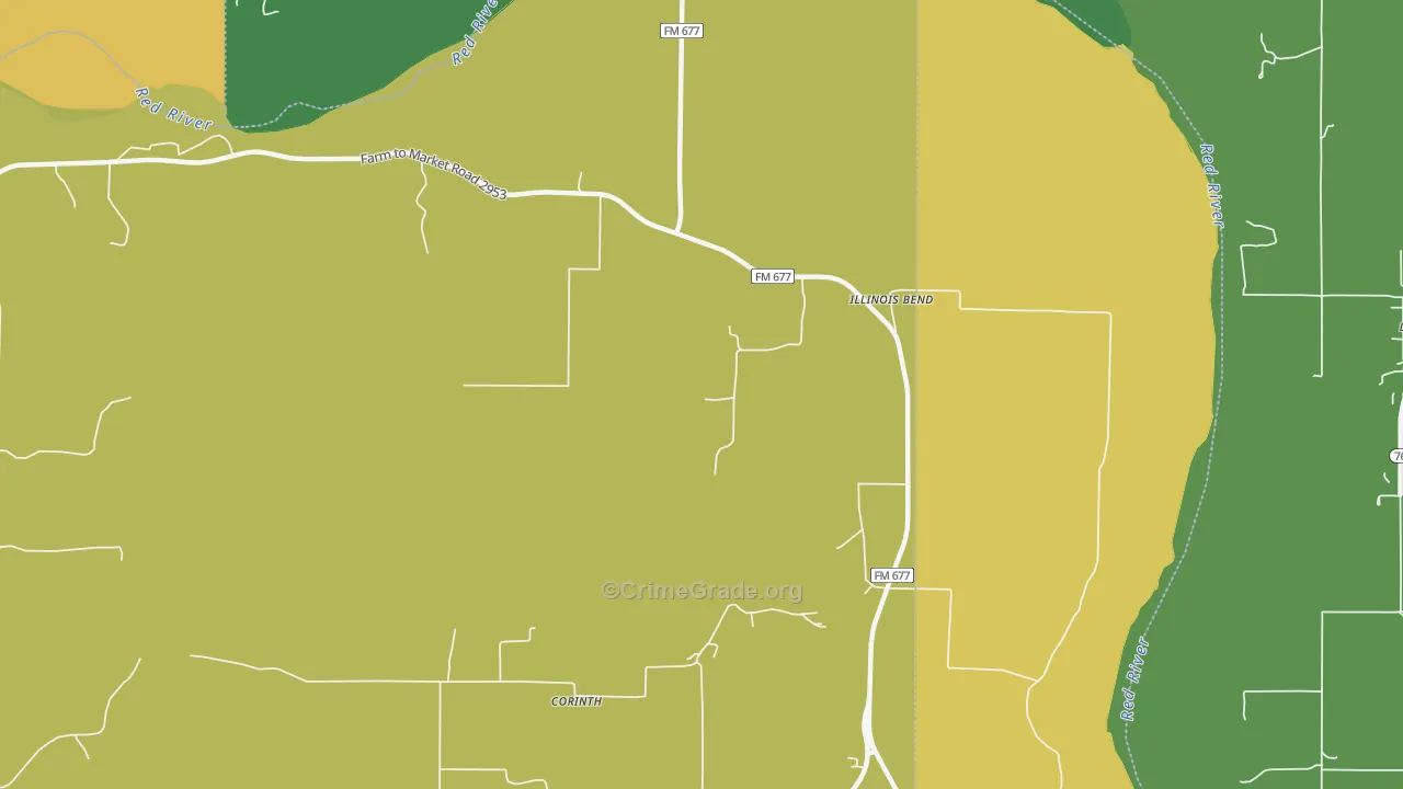Illinois Bend, TX Map of Theft Rates