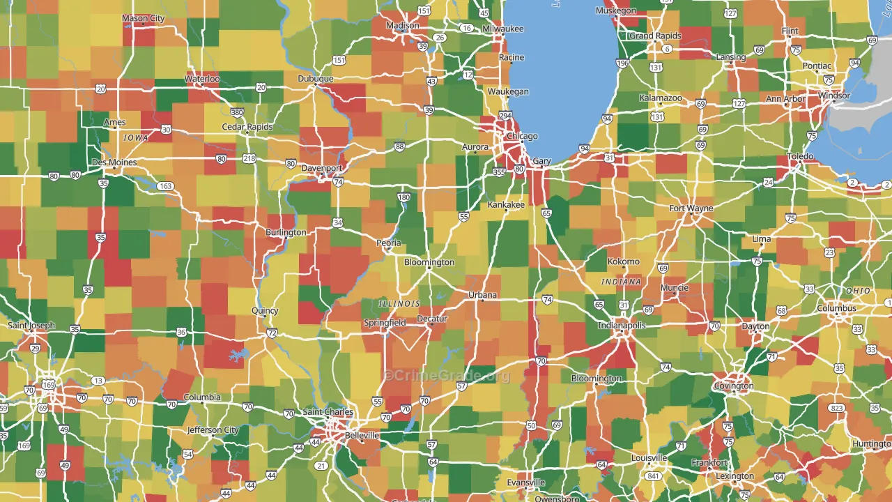 Illinois Map of Theft Rates