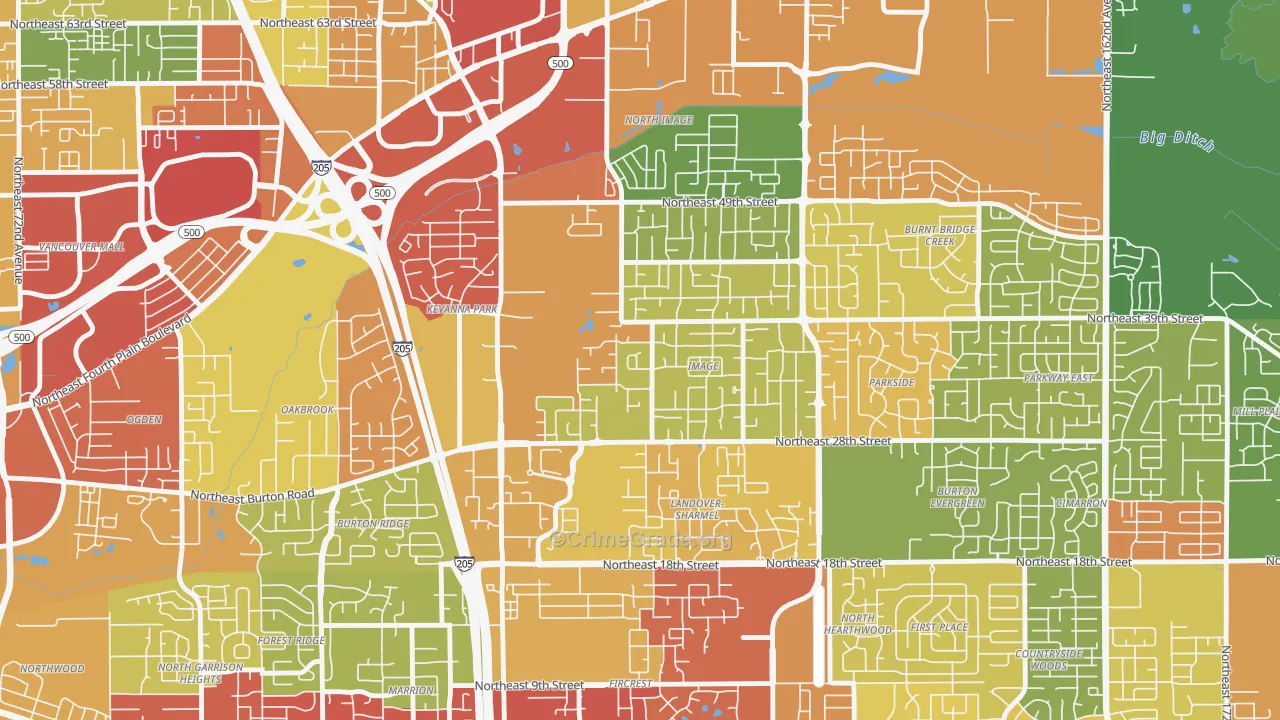 Image, Vancouver, WA Map of Theft Rates