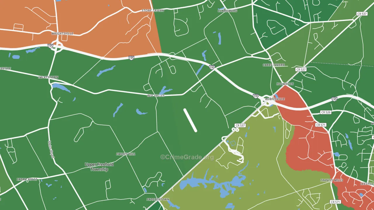 Imlaystown, NJ Map of Theft Rates
