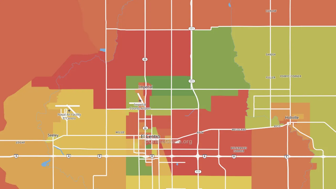 Imperial County, CA Map of Theft Rates
