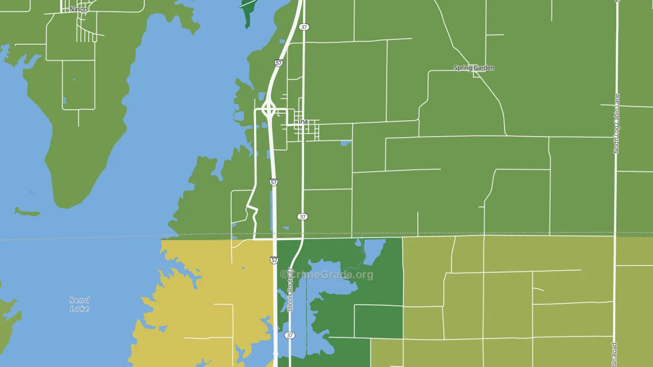Ina, IL Map of Theft Rates
