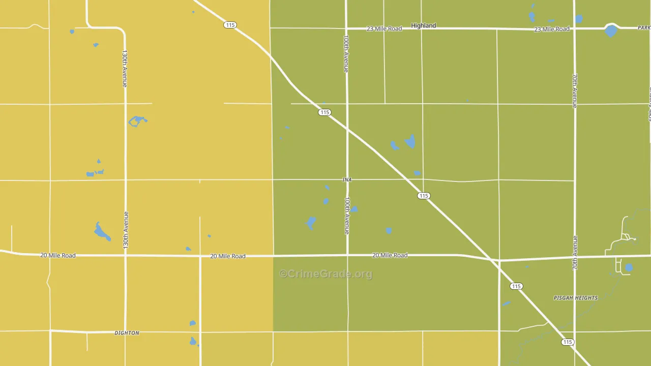 Ina, MI Map of Theft Rates