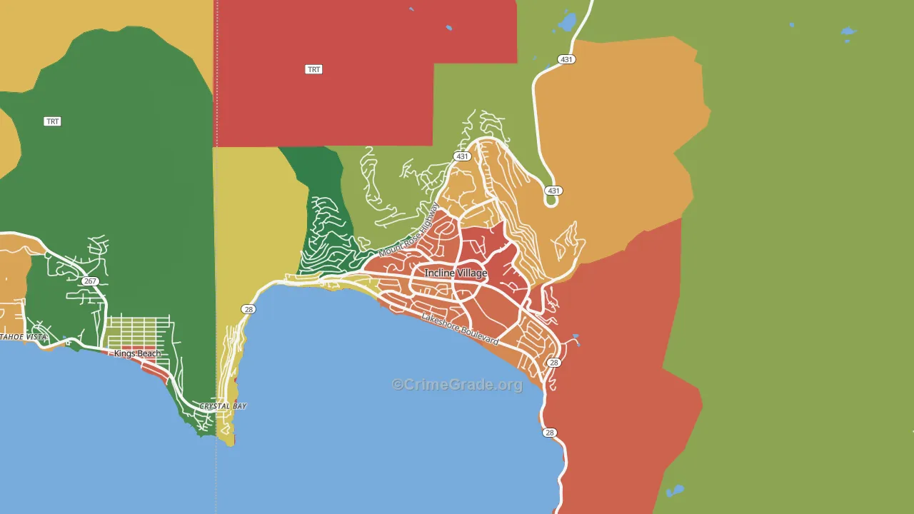 Incline Village, NV Map of Theft Rates