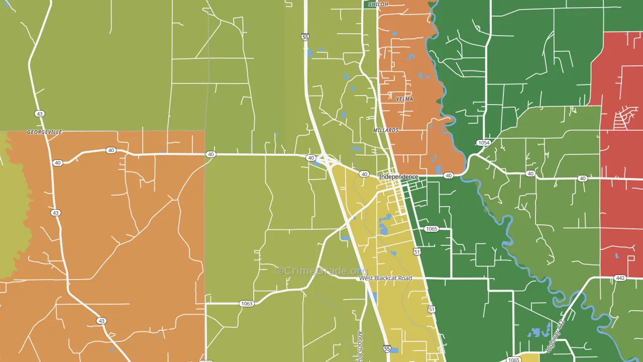 Independence, LA Map of Theft Rates