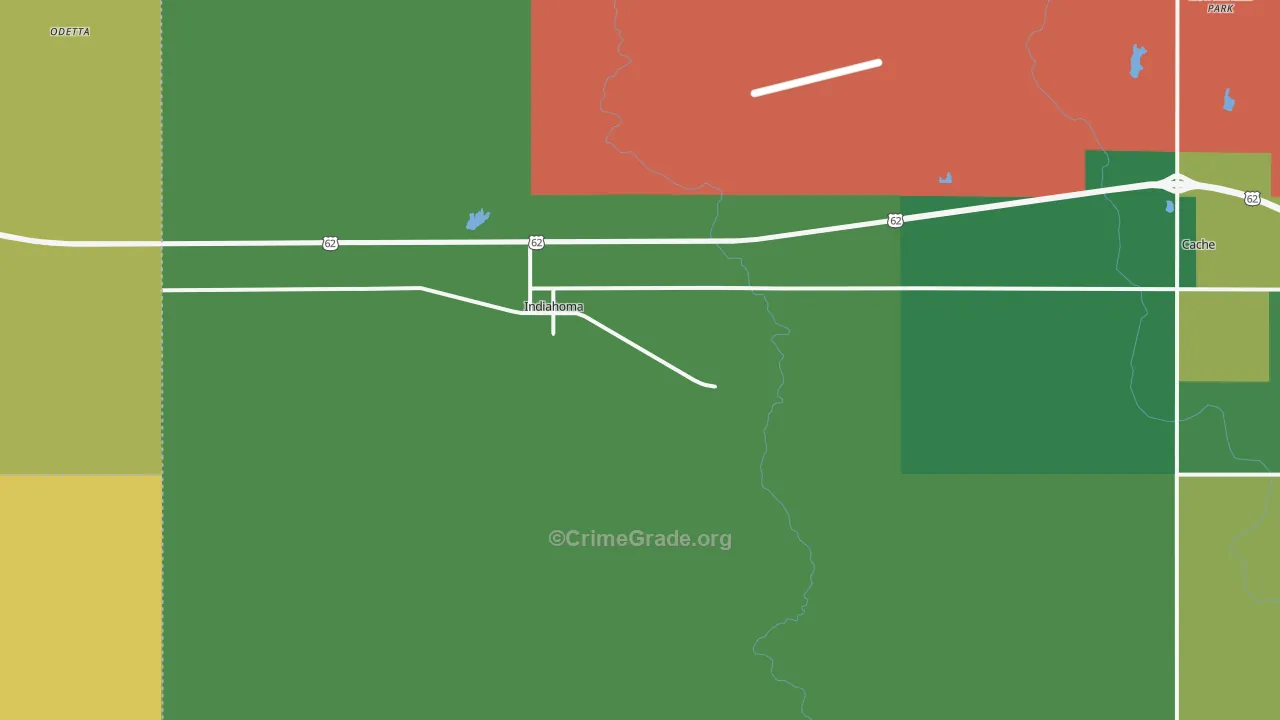 Indiahoma, OK Map of Theft Rates