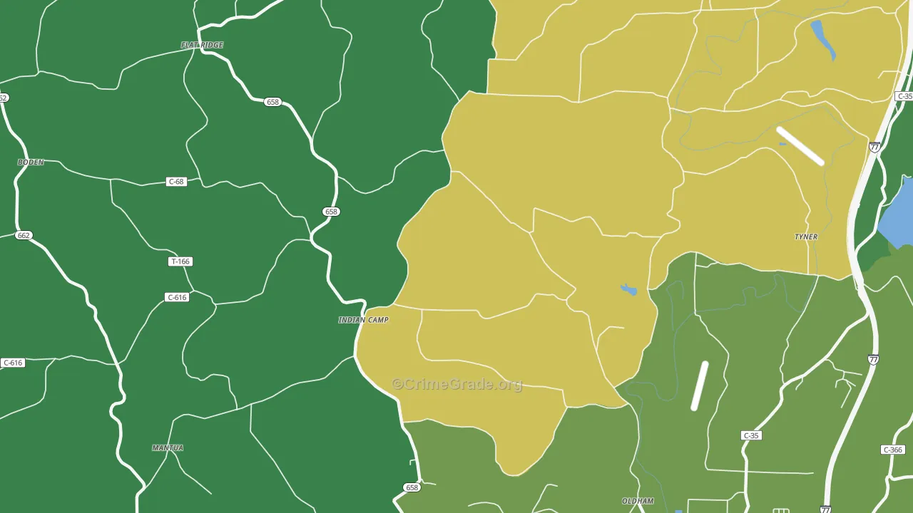Indian Camp, OH Map of Theft Rates