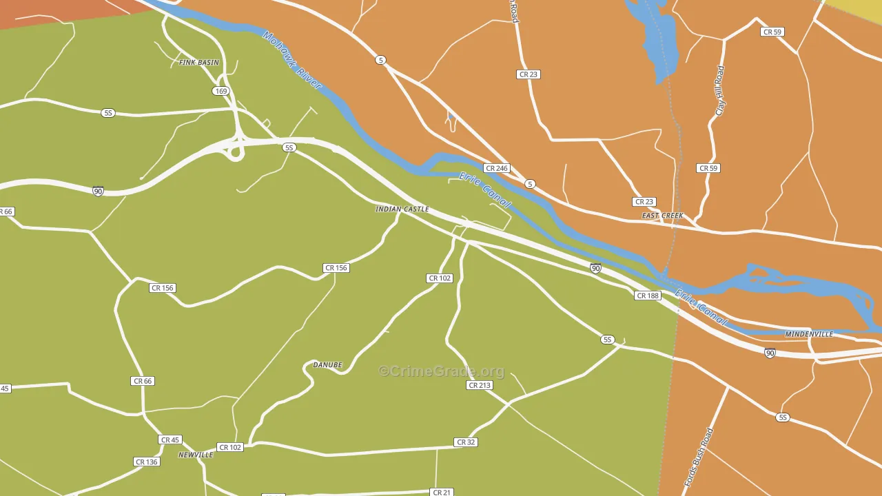 Indian Castle, NY Map of Theft Rates