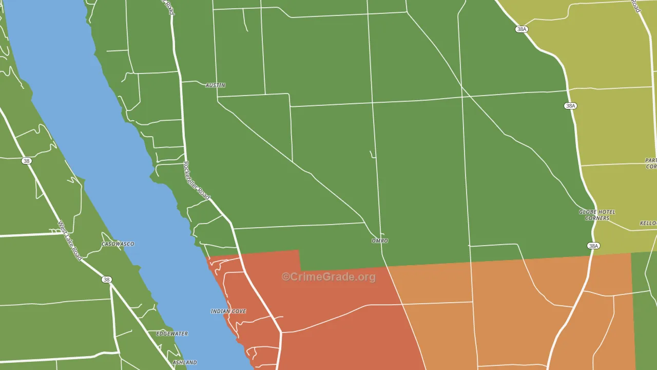 Indian Cove, NY Map of Theft Rates