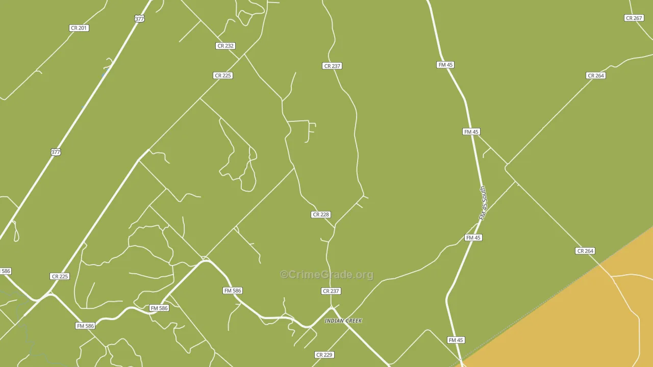 Indian Creek, TX Map of Theft Rates