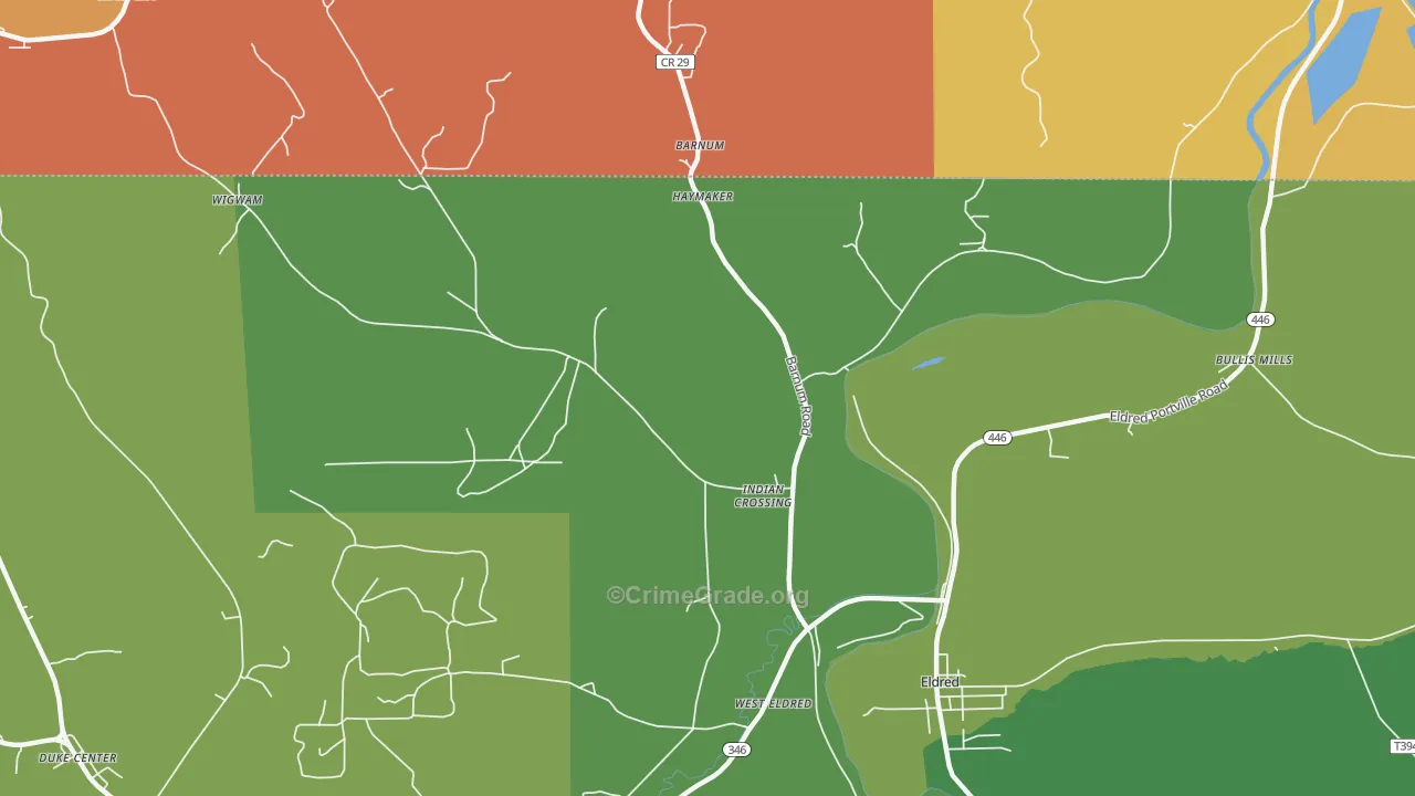 Indian Crossing, PA Map of Theft Rates
