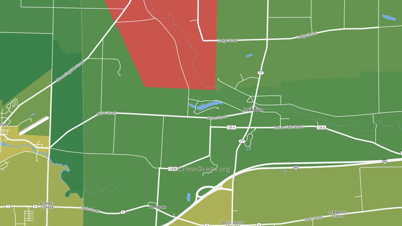 Indian Falls, NY Map of Theft Rates