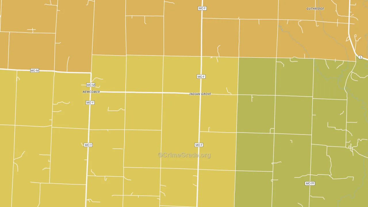 Indian Grove, MO Map of Theft Rates