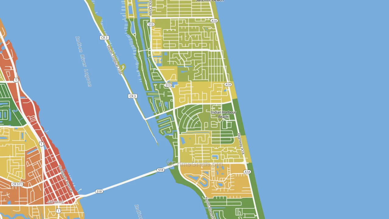 Indian Harbour Beach, FL Map of Theft Rates