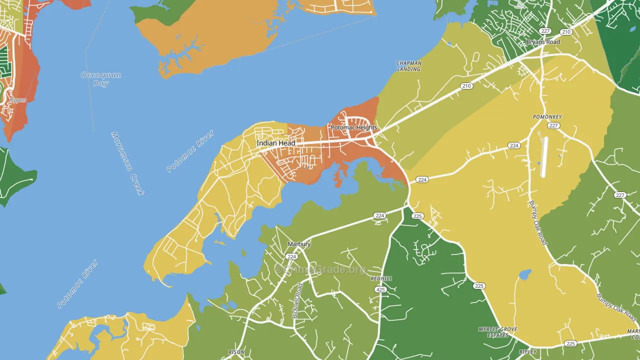 Indian Head, MD Map of Theft Rates