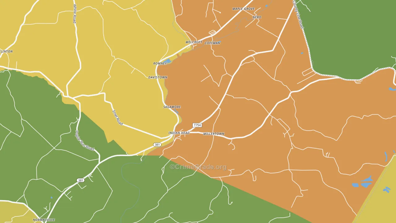 Indian Head, PA Map of Theft Rates